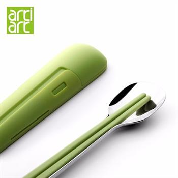 臺(tái)灣Artiart 一勺一筷 學(xué)生便攜餐具套裝 兒童便攜筷子不銹鋼勺子