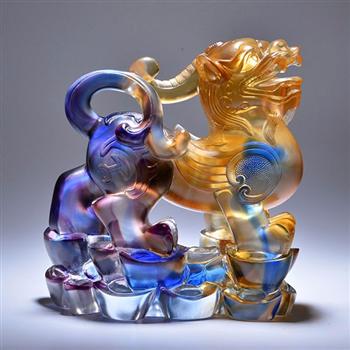 琉璃擺件工藝品貔貅一對