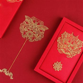 故宮 萬?；⒔饘贂?銅制書簽 創(chuàng)意中國風(fēng)書夾禮品禮物 萬?；⒔饘贂?如意