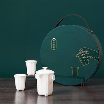 如意簡(jiǎn)茶組白玉瓷茶器 一器兩杯