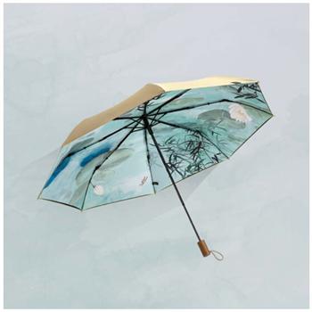 蕉下 太陽(yáng)傘防紫外線雨傘雙層防曬傘折疊晴雨傘遮陽(yáng)傘墨然系列49cm*8骨 覓妝