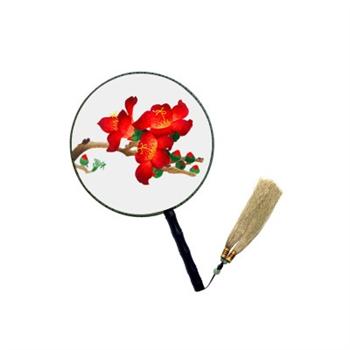 【廣繡南國(guó)紅棉】純手工雙面刺繡宮扇