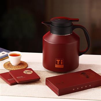 燜大師（MENDASHI） 純鈦燜茶壺富貴紅商務辦公燜泡壺陳皮白茶燜壺套裝純鈦內膽茶隔