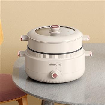Bermaning英國Bermaning電火鍋BM-H05家用電鍋煎炒蒸煮鍋多功能涮煮一體電熱火鍋 