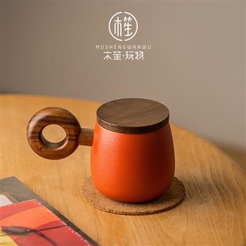 木笙玩物創(chuàng)意日式馬克杯帶蓋水杯設計感小眾大容量陶瓷咖啡杯子