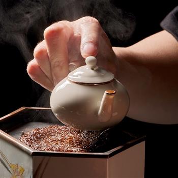 學(xué)古|金線孟臣壺 陶瓷壺紫銅包邊梨形壺工夫茶器