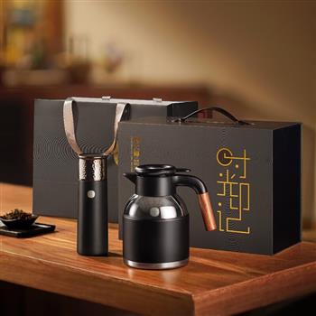 燜大師時光印記鉑金套裝SG1850T燜茶杯壺商務(wù)套裝機械溫顯燜泡壺隨行杯 