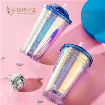 中國(guó)國(guó)家博物館一"鹿"相伴星球創(chuàng)意杯禮物漸變色炫光吸管禮品禮物