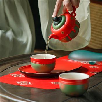 萬(wàn)仟堂（Edenus）茶具套裝 陶瓷功夫茶具高檔伴手禮泡茶套裝帶茶盤(pán)