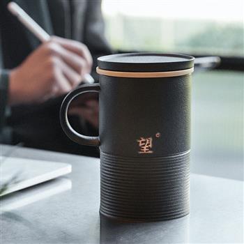 萬(wàn)仟堂（Edenus）高檔辦公杯 陶瓷杯男士水杯茶水分離馬克杯帶濾網(wǎng)