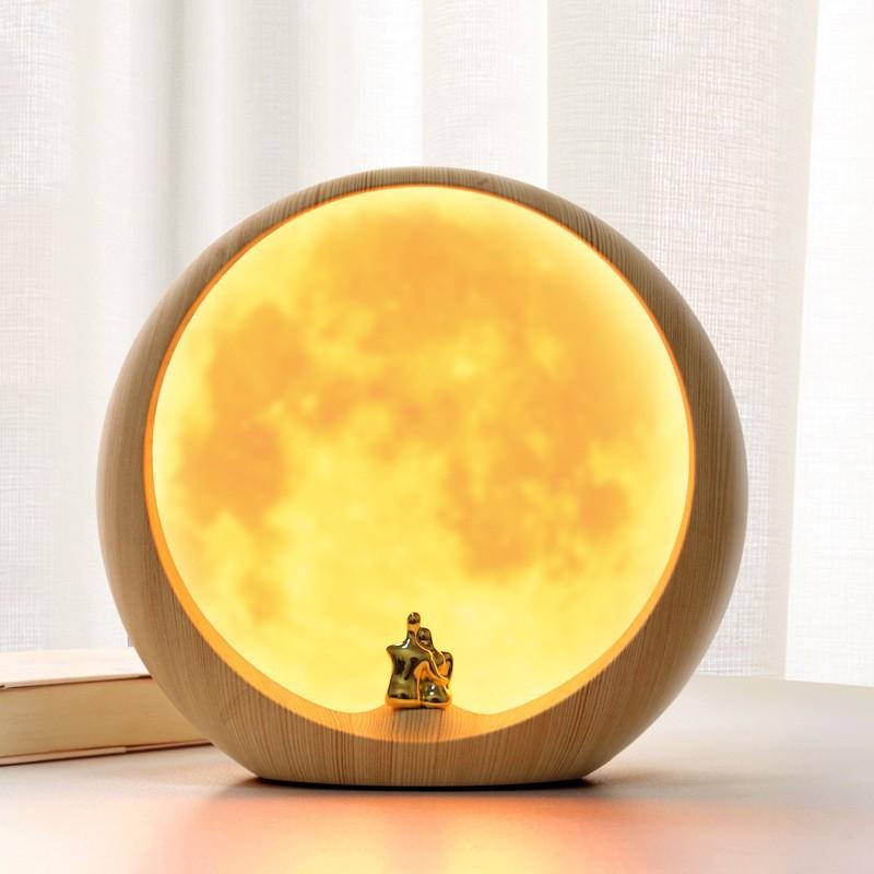 隱月情景氛圍燈usb充電床頭臺燈月球燈月亮燈周年紀念日中秋禮物