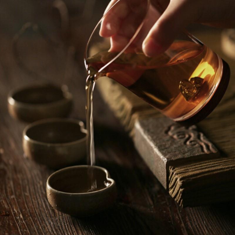 不覺堂木璃公道杯臺灣耐高溫純手工內(nèi)設(shè)銀飾茶道配件透明玻璃日式分茶器整套茶具 墨者 竹風(fēng) 