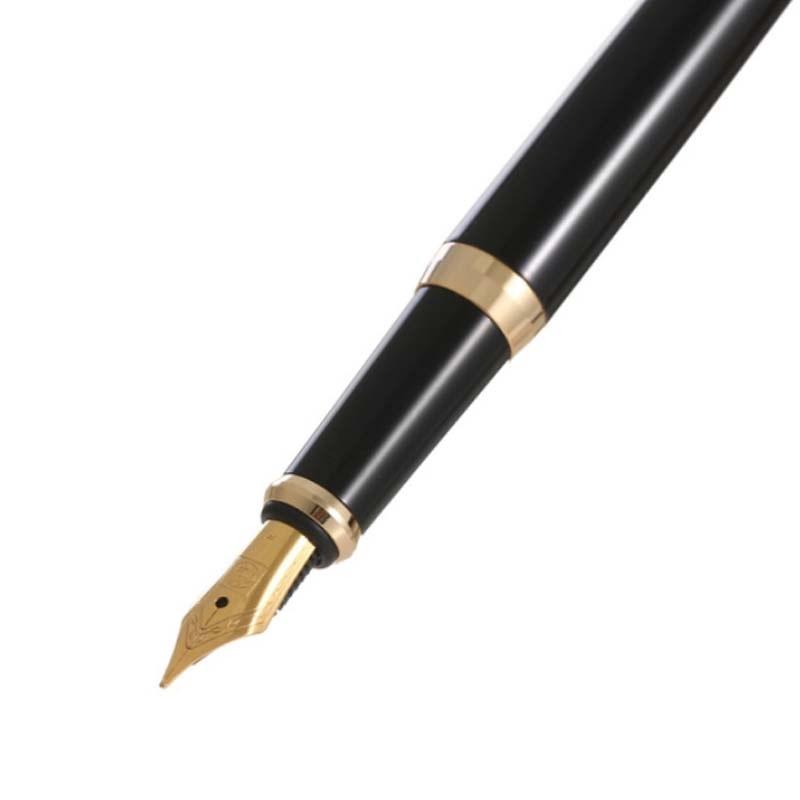 畢加索（pimio）鋼筆帶小墨水禮盒套裝雙筆尖套裝0.5mm+0.7mm男女辦公書法練字筆美工筆T717亮黑金夾