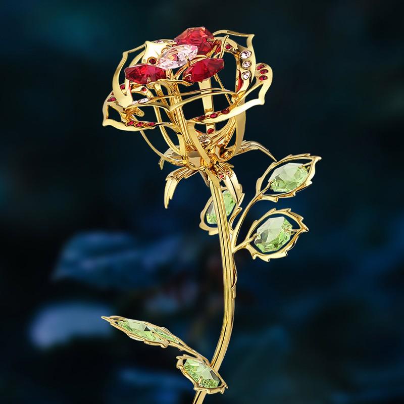 水晶玫瑰花擺件