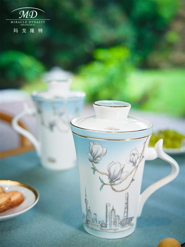 玉蘭花開三件套濾茶杯