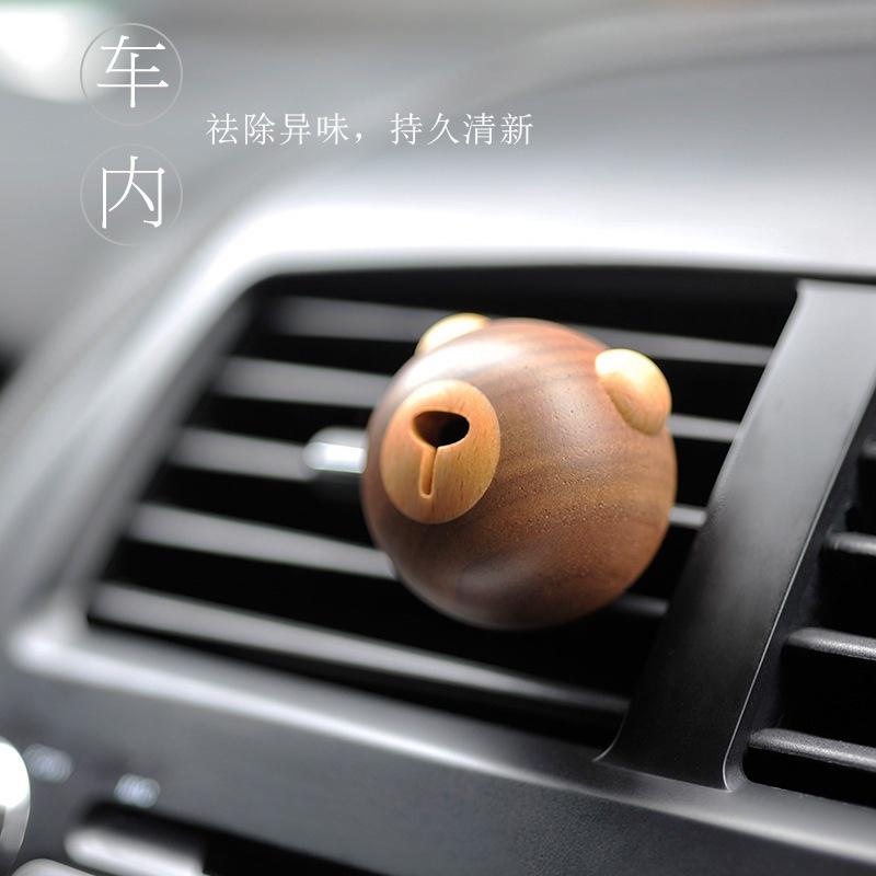 實(shí)木小熊車(chē)載香氛Dokiy原創(chuàng)可愛(ài)汽車(chē)飾品個(gè)性禮品 出風(fēng)口香水