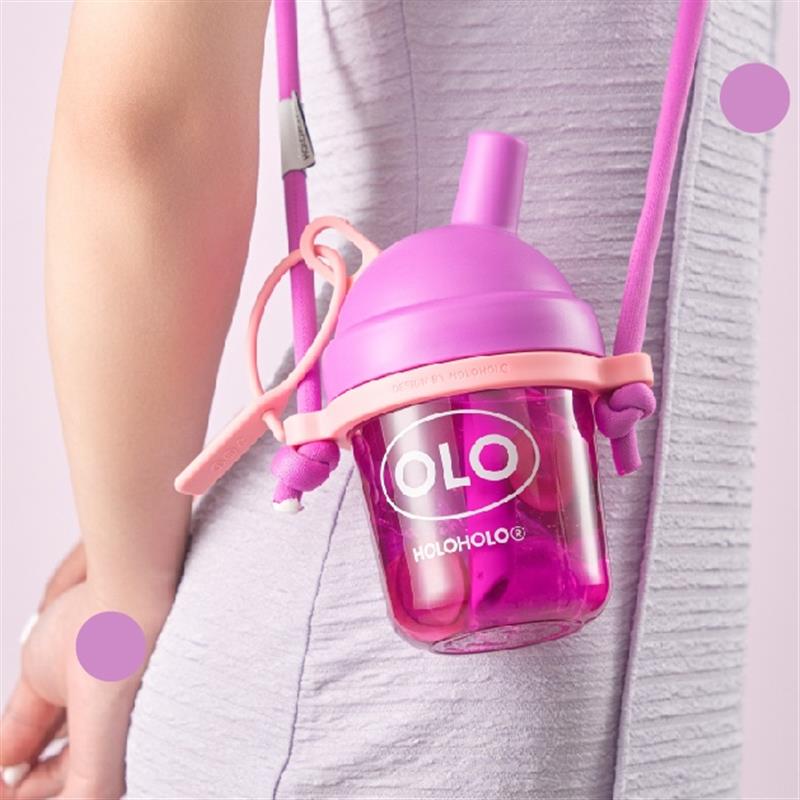 holoholo奶茶杯子夏季兒童簡(jiǎn)約水杯女生高顏值便攜粗多巴胺吸管杯