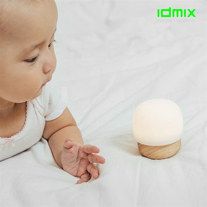 IDMIX大麥小蘑菇D2家居母嬰燈可調(diào)光LED小夜燈原木床頭燈