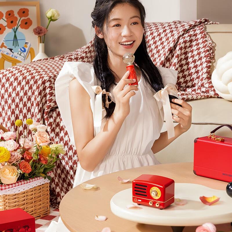 貓王收音機貓王音響貓王小王子OTR歡唱版便攜式藍牙音箱K歌KTV音響麥克風復古K歌小音響