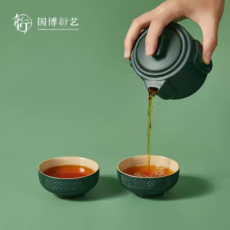 中國國家博物館風調雨順快客杯功夫茶具套裝便攜博物館生日禮物