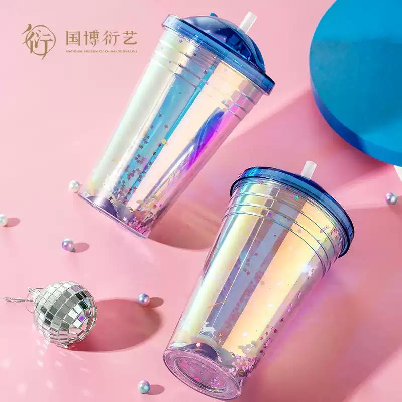 中國(guó)國(guó)家博物館一"鹿"相伴星球創(chuàng)意杯禮物漸變色炫光吸管禮品禮物