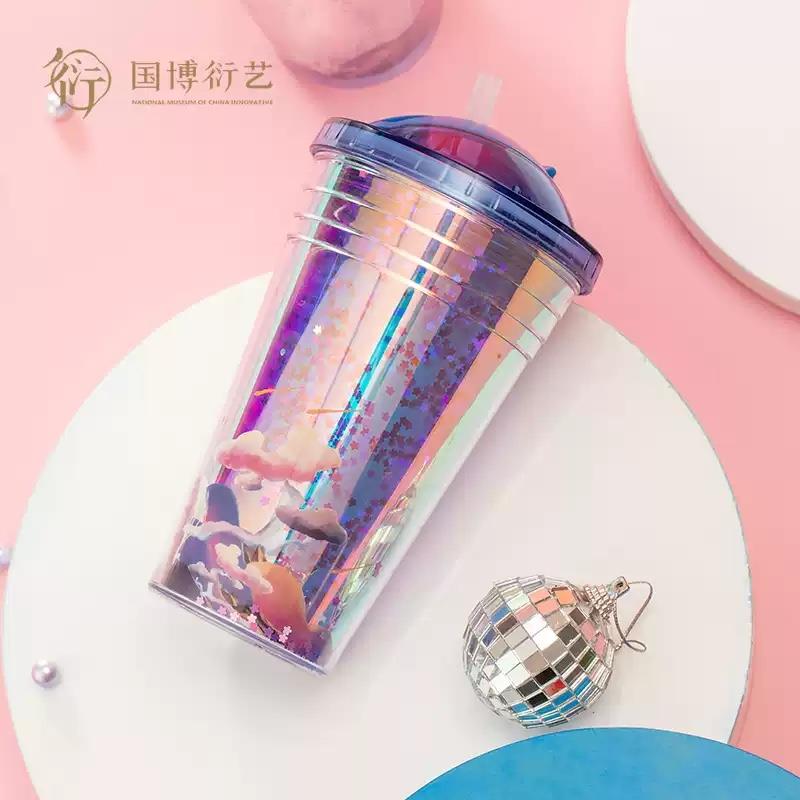 中國(guó)國(guó)家博物館一"鹿"相伴星球創(chuàng)意杯禮物漸變色炫光吸管禮品禮物