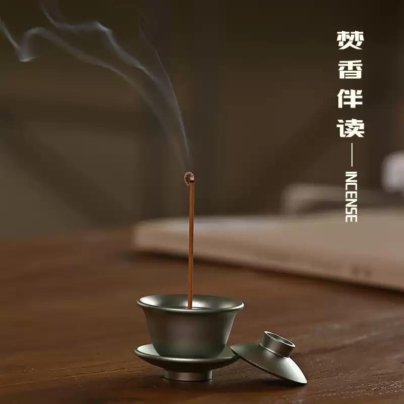 唯詩蓋碗小香立合金香插香座香托家用室內香熏爐創(chuàng)意擺件茶道香爐